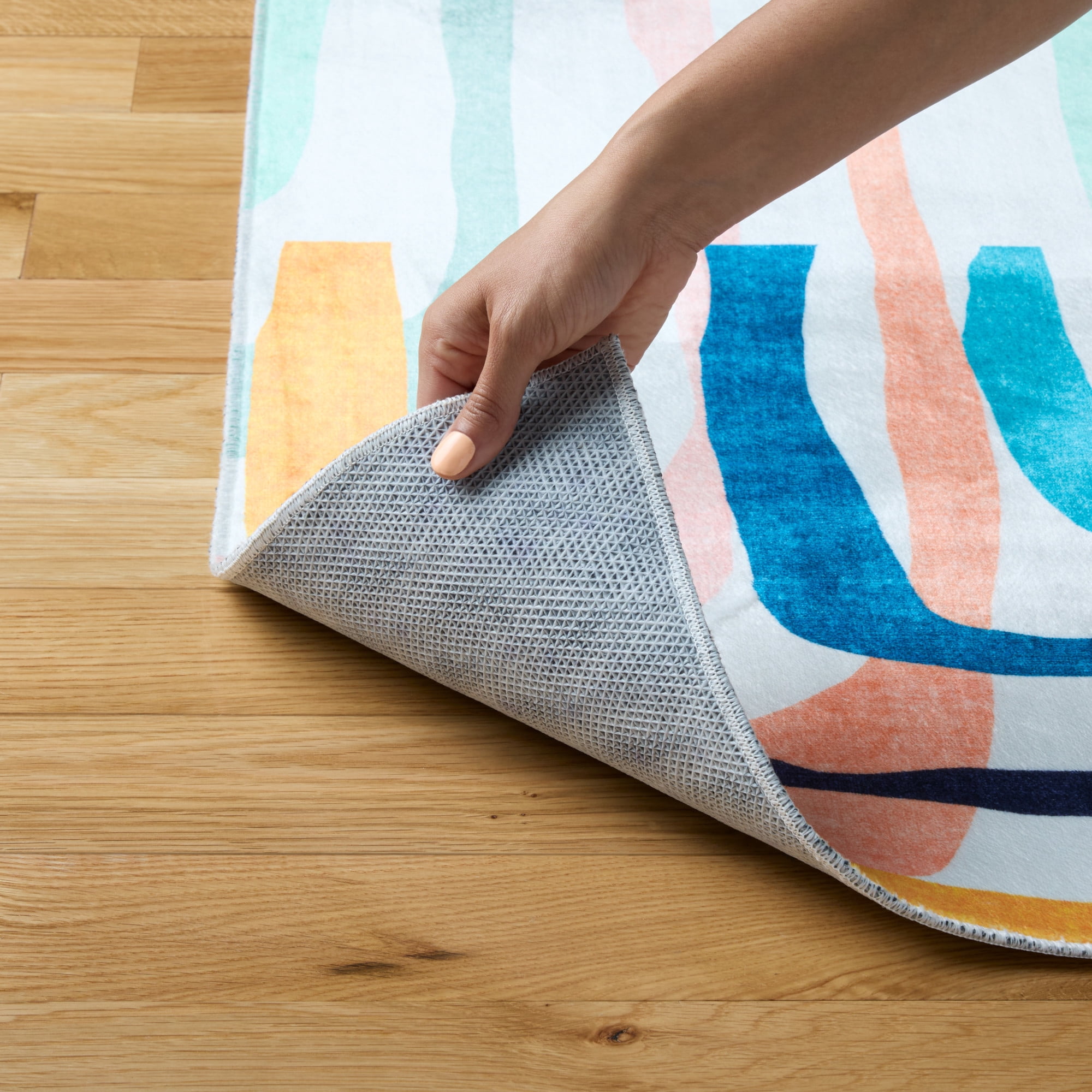 TOWN & COUNTRY PLAY Jovie Rainbow Party Kid's Washable Area Rug, Soft & Plush, Safe Non-Slip Backing, Bedroom Rug, Dorm Decor, Playroom & Classroom Rugs, Blue/Multi, 3'3"x5'2"