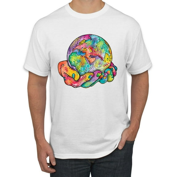 Wild Bobby Rainbow Painted I've Got The Whole World Dean Russo Design Inspirational/Christian Men Tee, White, X-Large