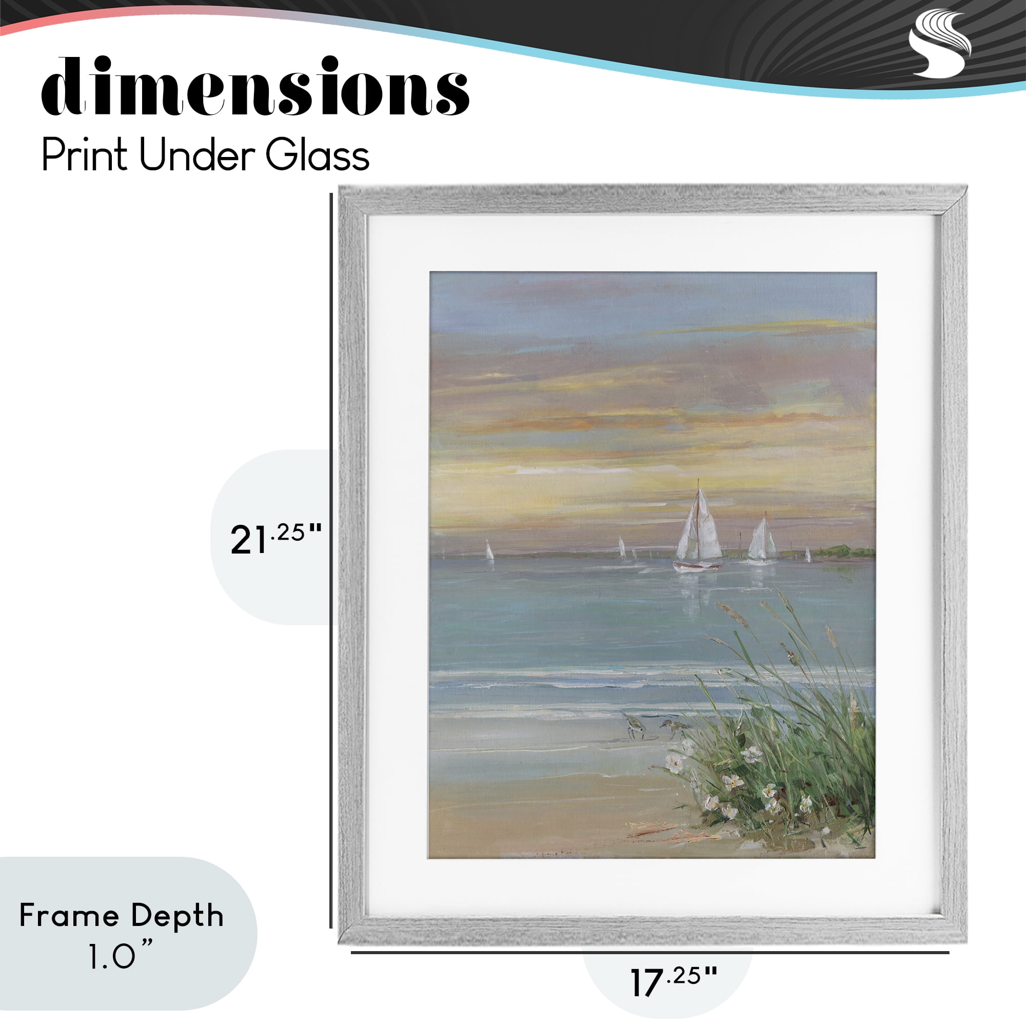 Stupell Industries Sailboats Beyond Sandy Shore Gray Framed Print Under Glass, design by Sally Swatland