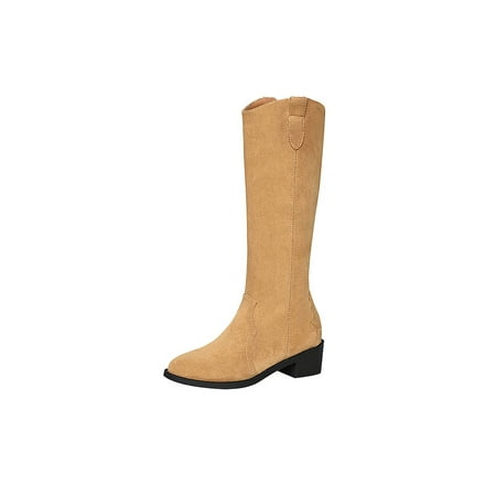 

Ritualay Womens Riding Boots Tall Boot Knee High Winter Shoes Casual Comfort Outdoor Office Side Zipper Yellow 6.5