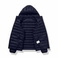 thumbnail image 6 of LYSMORA Mens Lightweight Hooded Puffer Jacket Full Zip Warm Insulated Winter Travel Coat Zipper Side Pockets, 6 of 8