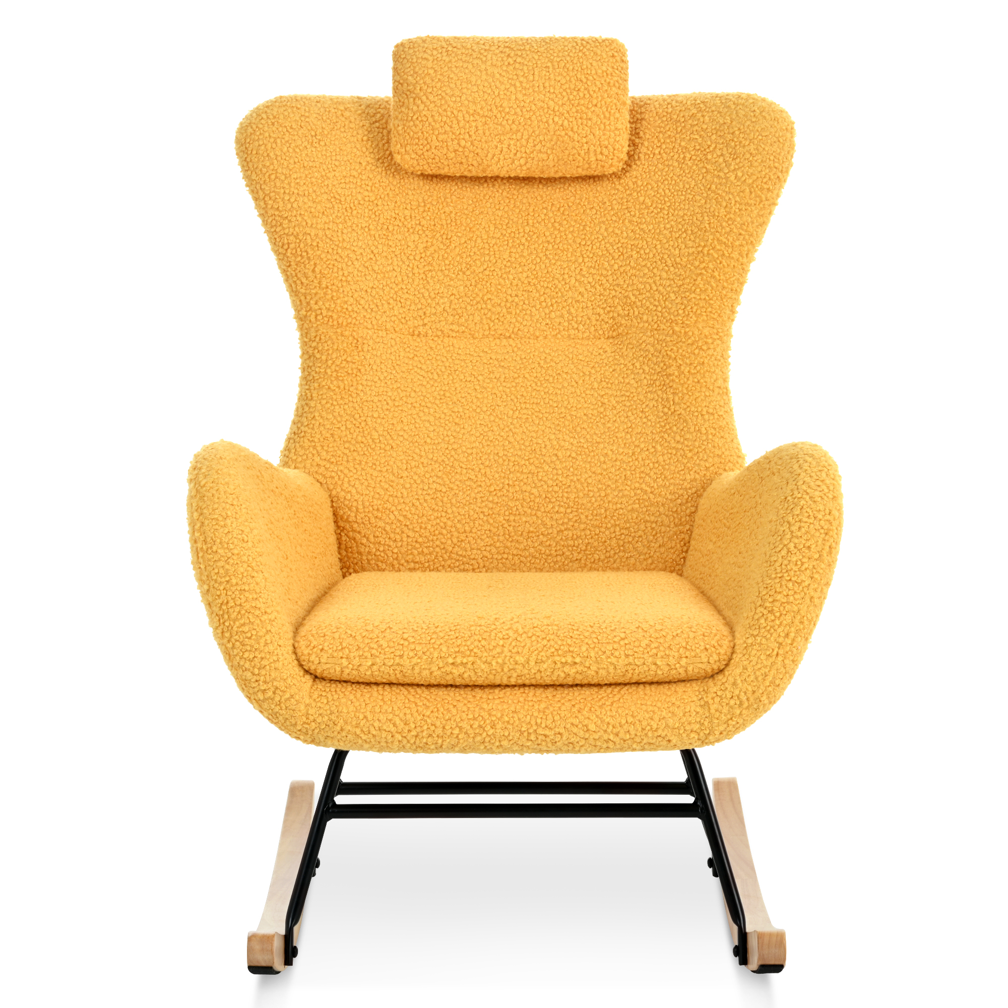 Rocking Chair Nursery,  Rocking Chair With Non-slip Mat, Metal Frame, High-density Sponge Backrest And Seat Cushion, Living Room Accent Chair