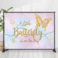 thumbnail image 1 of Little Butterfly Glitter Purple Baby Shower Backdrop, 1 of 8