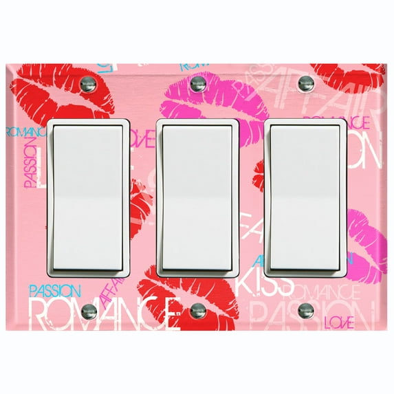 Metal Light Switch Plate Cover Lipstick Kisses Love Romance Pink LOV002