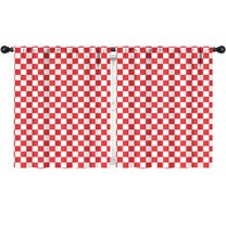Blackout Kids Curtains,Red and White Checkered Pattern Childrens Insulated Curtains Set Of 2,Bedroom Essentials,Toddler Room Decor 52"x63"