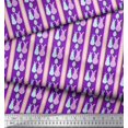thumbnail image 3 of Soimoi Purple Rayon Crepe Fabric Bunny & Egg Stripe Printed Craft Fabric by the Yard 46 Inch Wide, 3 of 3