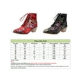 thumbnail image 2 of Frontwalk Womens Booties Pointed Toe Western Cowgirl Boot Embroidered Floral Ankle Boots Party Anti-Slip Winter Shoes Ladies Lace Up Black 7.5, 2 of 9
