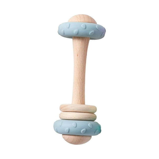 Juguete de sonajero de silicona,Madera Educación temprana Ratzante juguete educativo,Multi sensorial bebé tome la dentición de juguete Toy,Juguete para el juguete de la dentición de Azul