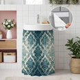 thumbnail image 4 of Turquoise Boho Cabinet Curtains 28"W x 35L, Teal Ombre Floral Ethic Tribe Under Sink Skirt for Bathroom Vanity Kitchen Self Adhesive, Dust-Proof Privacy Curtain for Closet Shelves Laundry Room, 4 of 9