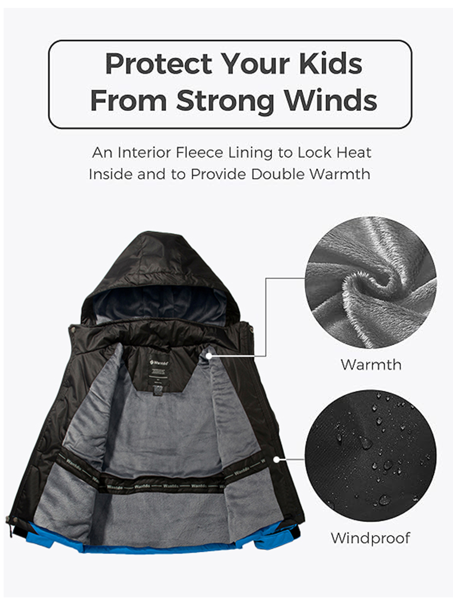 Wantdo Boys' Waterproof Ski Jacket with Removable Hood photo 6