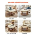 thumbnail image 4 of VEVOR Large Round Ottoman Coffee Table 31.9 Inch Upholstered Tufted Linen Ottoman, 4 of 9