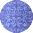 thumbnail image 1 of Ahgly Company Machine Washable Indoor Round Oriental Blue Industrial Area Rugs, 4' Round, 1 of 4