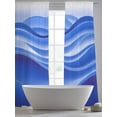 thumbnail image 5 of Blue Gradient Sheer Curtains 108 Inches Long 2 Panels Fluid Wave Art Light Filtering Semi Sheer Window Curtains Drapes for Bedroom Living Room 52"x108", 5 of 7