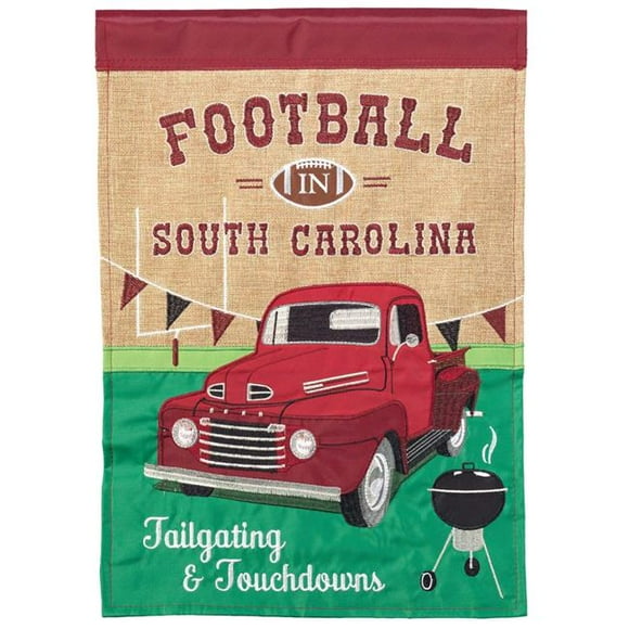 Magnolia Gardens M011617 13 x 18 in. Football In South Carolina Garnet & Black Burlap Garden Flag