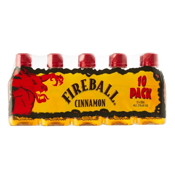 Fireball Cinnamon Whiskey, 50ml Bottles, 10 Count, 21% Alcohol