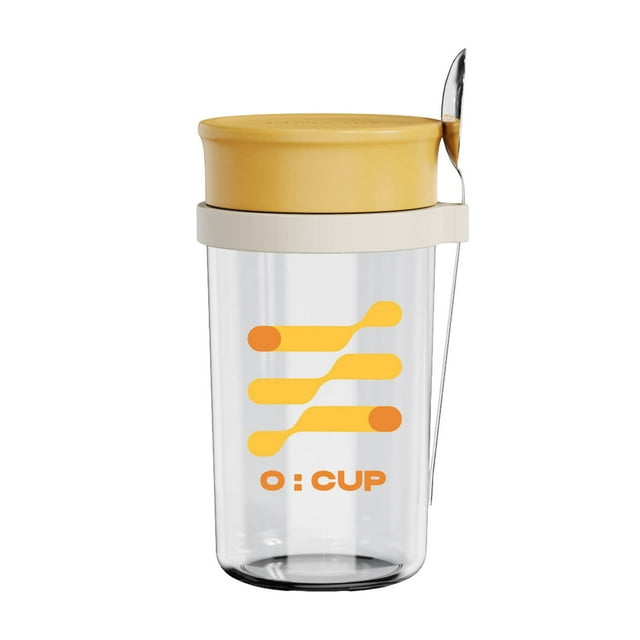 Hearth & Gear Tasse 500ml avec Couvercle et Cuillère Récipient PP pour Cuisine de Restaurant Stockage Alimentaire Durable Réutilisable Bol de Préparation de Repas en Forme de Canette Tasses en Verre Porcelaine Tasse à Café Récipients de Stockage Alimentaire en Verre