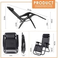 thumbnail image 3 of 2-Pack Adjustable Zero Gravity Lounge Chair with Steel Mesh Fabric: Reclining Lawn Chair Featuring Comfort Pillow, Cup Holder Tray, and Customizable Recline Positions, 3 of 6