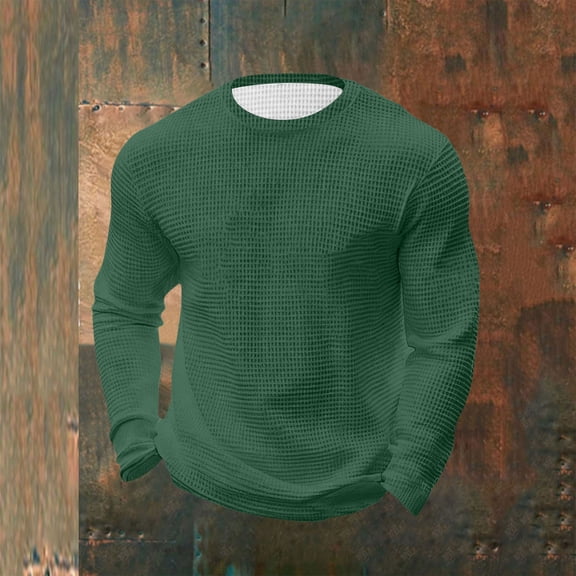 Men's Long Sleeve Casual T-Shirt for Home Fitness and Daily Wear Loose Fit Solid Color Top
