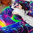 thumbnail image 4 of Homewish 7-Piece Game Controller Abstract Ombre Gamer Queen Bedding Comforter Set For Boys Girls, Reversible Super Cozy Microfiber Bedroom Decor, 4 of 8