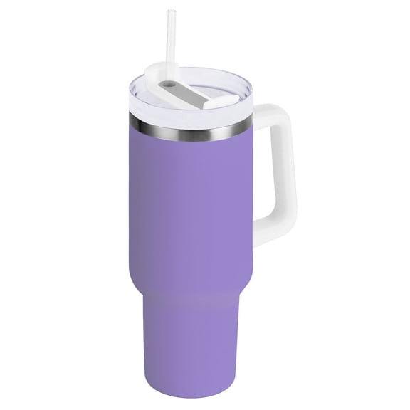 Ryvnso 40 oz Tumbler with Handle and Straw Insulated Stainless Steel Travel Mug with Lid Lavender Purple