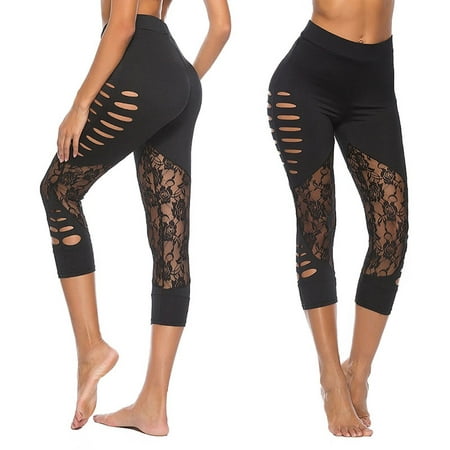 Fashion Lace Leggings Hollow out Fitness Leggings for Women Sporting Workout Leggins Elastic