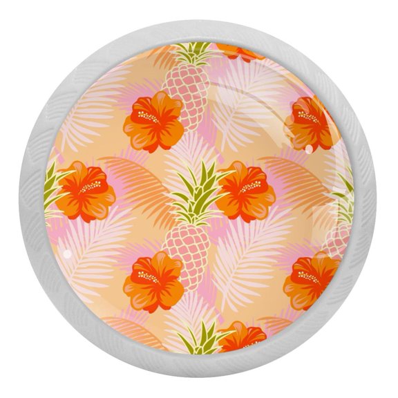 4PCS Round Pineapple Cabinet Fluorescence Knob Glowing in the Dark Furniture Drawer Pulls Handle with Screws
