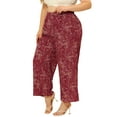 thumbnail image 4 of Agnes Orinda Women's Plus Size High Waist Wide Leg Floral Spring Summer Palazzo Pants 1X Red, 4 of 7