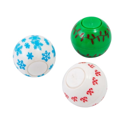 Fun Express 2 x 1 3/4 Christmas Fidget Spinner Twist Ball Toys - 12 Pieces