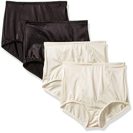 Bali Women's 4 Pack Firm Control Shaping Brief x710 Bundle, Black Light Beige, 2X