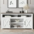 thumbnail image 2 of BELLEZE 58 Inch TV Stand, Contemporary Entertainment Center for TVs up to 65", Wood Media Console Table with Two Open Shelves and Barn Door Cabinets - Corin (White), 2 of 7