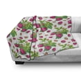 thumbnail image 3 of Fruit Soft Flannel Fleece Throw Blanket, Spring Botanical Art Raspberries with Green Leaves, Cozy Plush for Indoor and Outdoor Use, 70" x 90", Green Magenta, by Ambesonne, 3 of 6