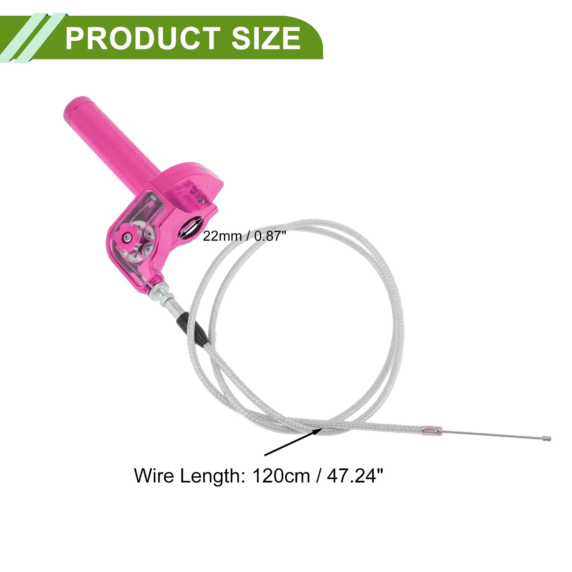 Unique Bargains 22mm Throttle Grip with M10 Screw and 47.2 Inch Cable Rose Red