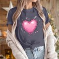 thumbnail image 5 of mihongmao Valentine Graphic T Shirts for Women Casual Round Neck Short-sleeved Christmas Tree Printed T-shirt Dark Gray L, 5 of 6