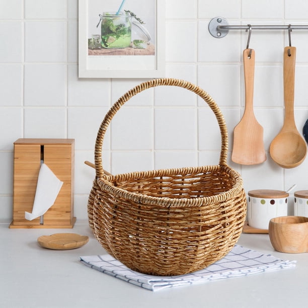 Cesta de pared tejida colgante, cesta de almacenamiento de cocina, contenedor de organización con asa, cestas de frutas para artículos de tocador de 155 cm x 11 cm x 20 cm Macarena Cesta tejida
