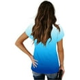 thumbnail image 4 of Charella Tops for Women Trendy Cross V Neck Petal Short Sleeve Shirts Gradient Color Basic Tee Casual Loose Clothes (3XL, Blue 2), 4 of 6