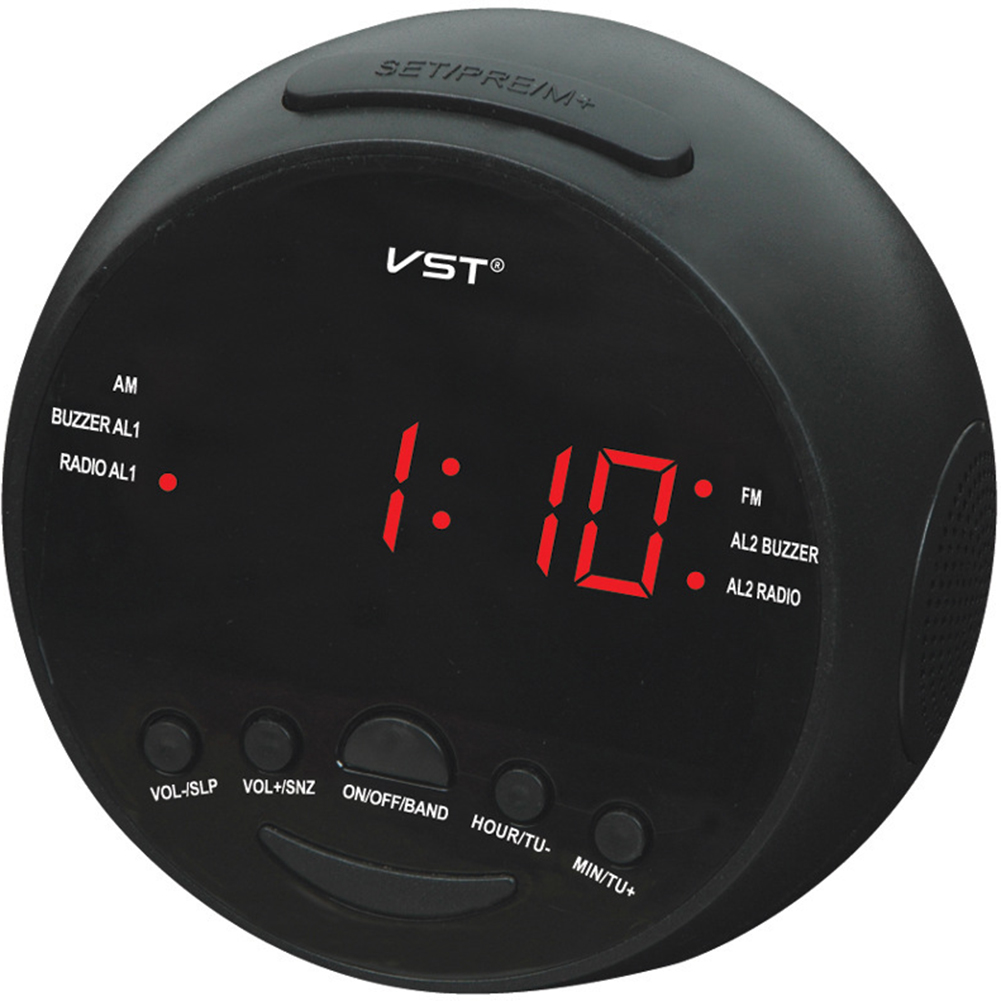 Stylish LED Radio Alarm Clock with Snooze Function US Specification 12.