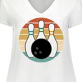 thumbnail image 4 of Inktastic Bowling Pins Ball Bowler Retro Sunset Women's Plus Size V-Neck T-Shirt, 4 of 5