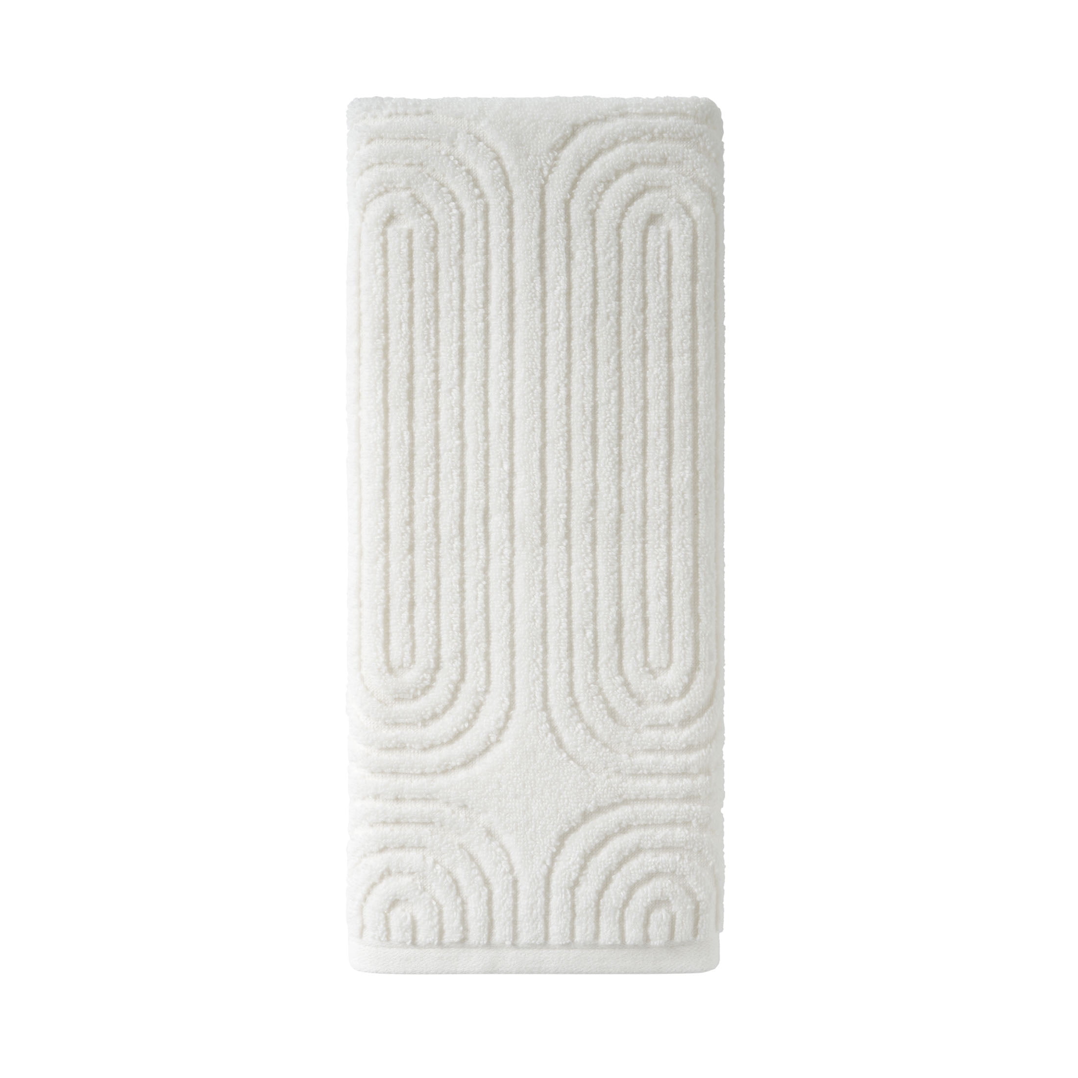 (2 pack) Beautiful by Drew Barrymore Textured Hand Towel, 100% Cotton, Off White