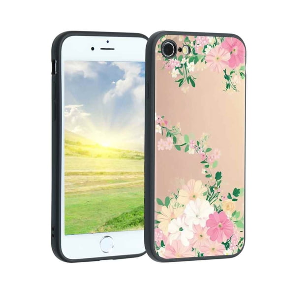 Compatible with iPhone SE 2020 Phone Case, Floral-Flowers-Cute16 Case Men Women, Flexible Silicone Shockproof Case for iPhone SE 2020