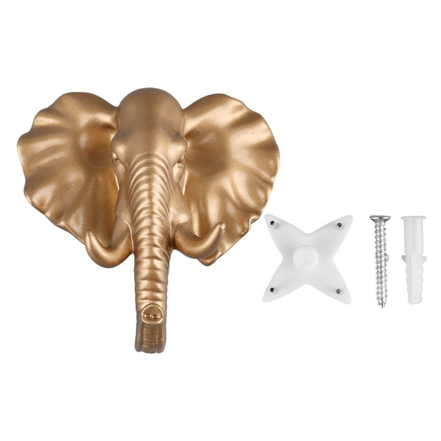 Ganchos De Animales De Resina, Ganchos Montados En La Pared, Ganchos Decorativos Para Colgar Abrigos, Toallas Y Llaves(Elefante dorado)