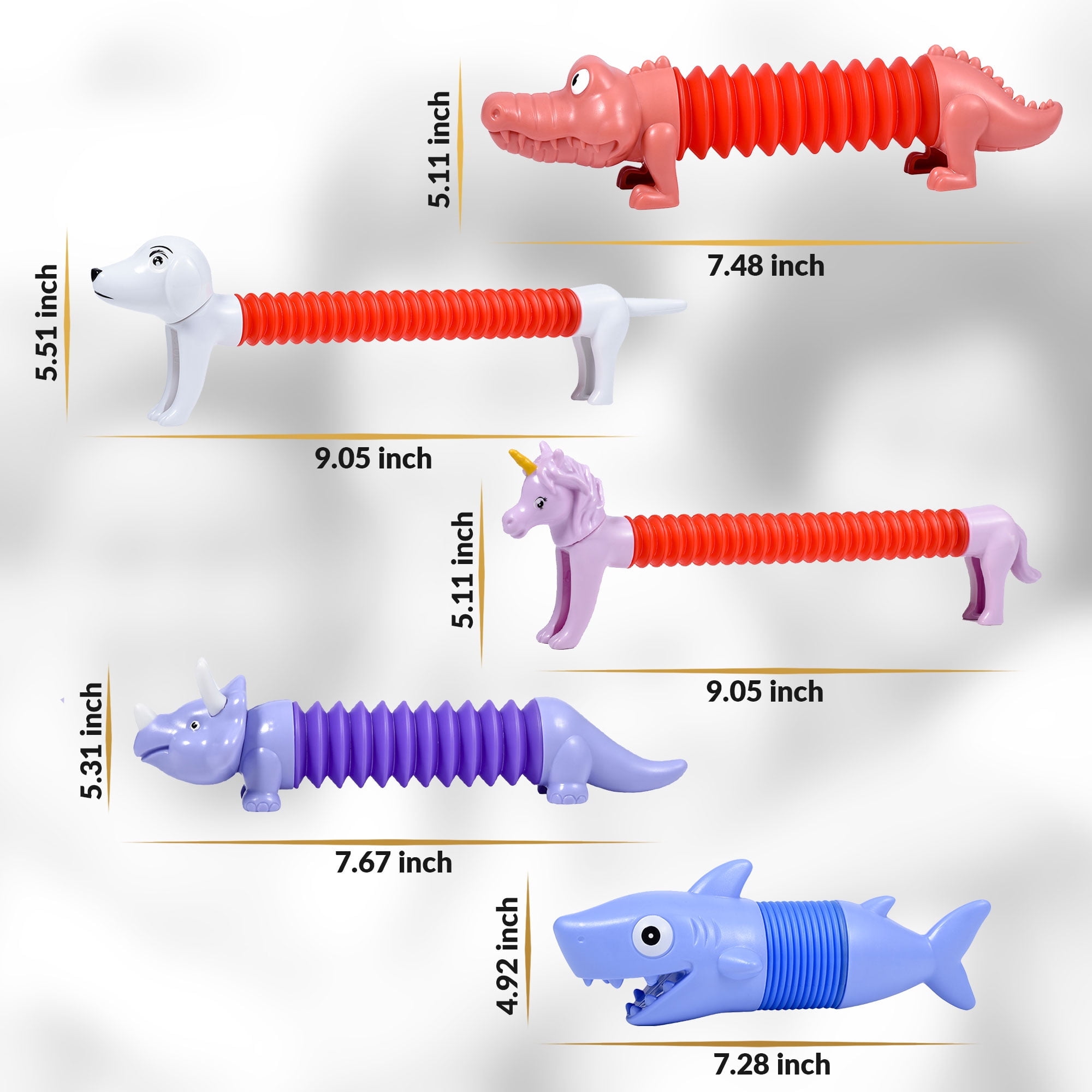 10 Pcs Animal Shape Sensory Pop Tubes Fidget Toys for Kids - Stress Relief Spring Sensory Toys