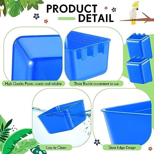 20 Pcs Chicken Water Feeder Cups 16 oz Pigeon Bird Feeder Cups Hanging Cage Chicken Water Cup for Pet Parrot Rooster Parakeet Bunny Gamefowl Poultry Wire Hutch(Blue)
