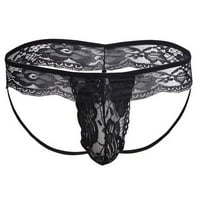 EOYWHK Lace Underwear for Men G-String Thongs Seamless Breathable Brief Floral Embroidered Clear Nightwear Underwear ,S-3XL