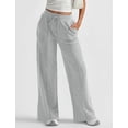 thumbnail image 3 of Women’s High Waisted Sweatpants Wide Leg Lounge Pants with Drawstring Elastic Waist Casual Workout Jogger Trousers with Pockets, 3 of 7