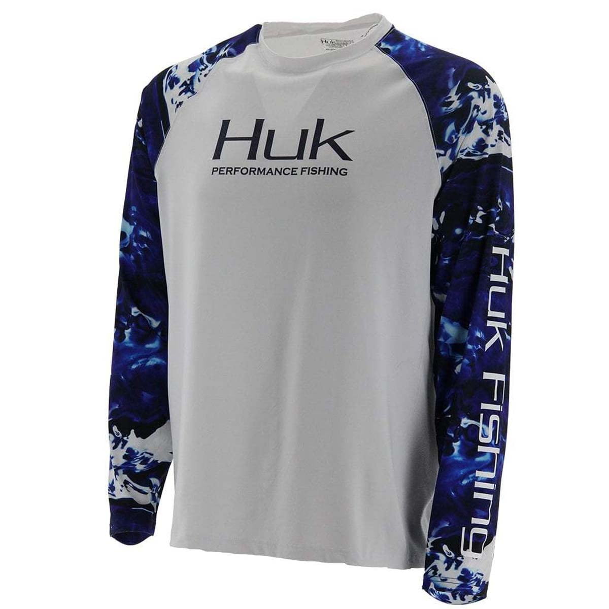 Huk Subphantis Double Header Vented Long Sleeve T-Shirt-Gray/Hydro Ice