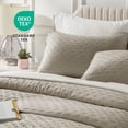 thumbnail image 6 of 3 Pcs Elegant Solid Color Quilt Set with Envelope Pillowcases, Soft and Lightweight, King, Taupe, 6 of 9