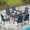 Blue, variant on Alpha Joy Outdoor Patio Dining Set with Rectangular Metal Table & Aluminum Dining Chairs for 6, Gray