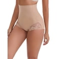 thumbnail image 5 of INSPIRE CHIC Women's High-Waisted Butt Lifting Underwear Tummy Control Ice Silk Lace Trim Breathable Control Panties XXL Beige, 5 of 6
