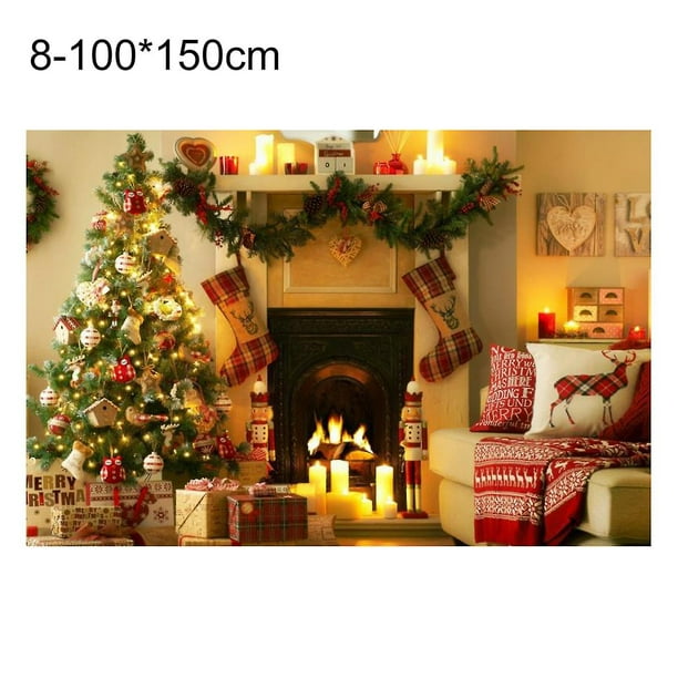 Fondo de Navidad rectangular Farfi, tela sin arrugas, fondo de Papá Noel, pantalla, decoración de fiesta