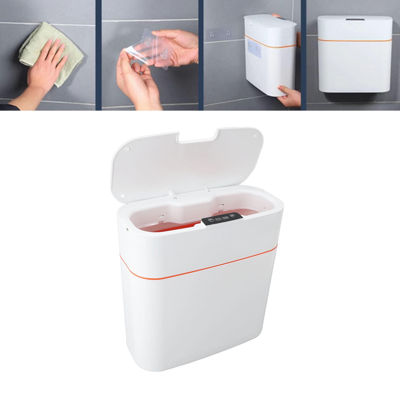 Suodoka 15L Smart Sensor Wall‑Mounted Trash Can, IPX5 Waterproof, No‑Contact Lid, 15‑Liter Capacity, Ideal for Bathroom, Bedroom & Living Room